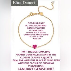 NWT! ASTONISHING ELIOT DANORI GARNET BRACELET! REALLY LOOK AT SLIDER CLASP!